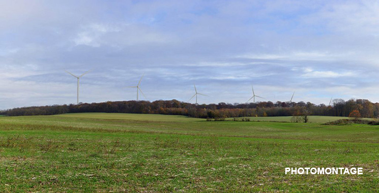 photomontage des éoliennes du parc éolien de Jura Nord